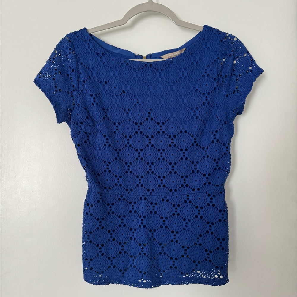 Banana Republic Royal Blue Lace Blouse